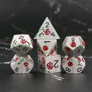 Wholesale Engraved HD Dice Red Rose Electroplated Silver Metal Dice For RPG Game from china suppliers