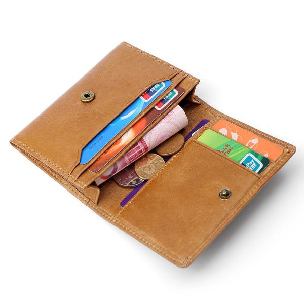 Vintage Genuine Waxy Leather Multi-functional RFID Credit Card Holder Wallet for Men