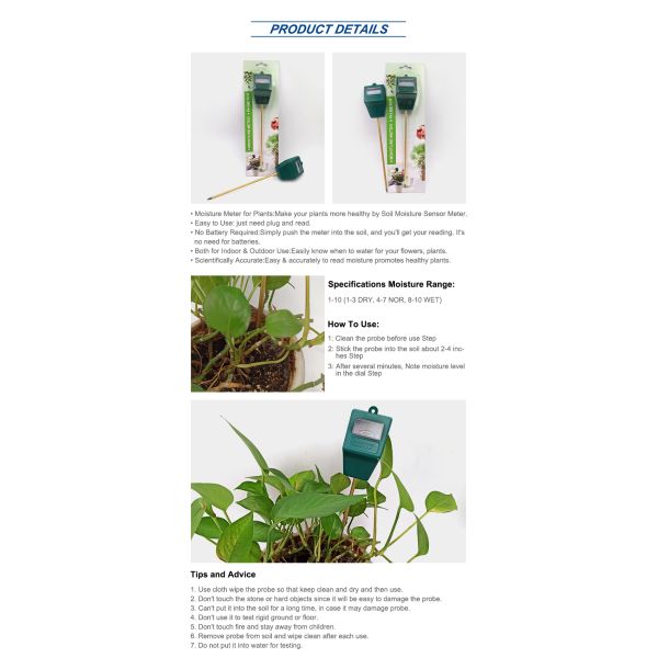 Advanced Technology Pointer Type Outdoor Agricultural Indoor Plant Gardening Soil Moisture Meter
