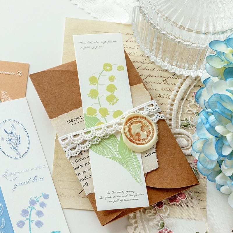 Botanical Paper Bookmarks With Embossed Floral Relief And Storage Box Set