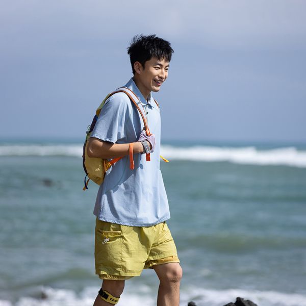 Custom Men Half Zip Quick Dry Anti-Bacterial Polo Shirt, Loose Stand Collar Outdoor Short Sleeve Top For Fishing Surfing Sports
