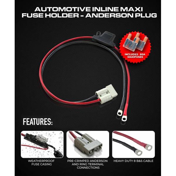 Maxi Blade Fuse Holder Style With Anderson Plug Connector To Cigarette Socket Adapter