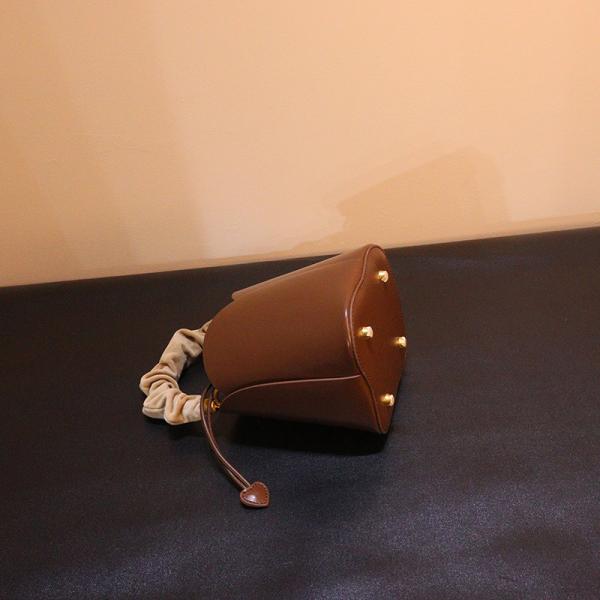 Designer Drawstring Genuine Leather Sling Crossbody Strap Tote Bucket Bag for Daily Life
