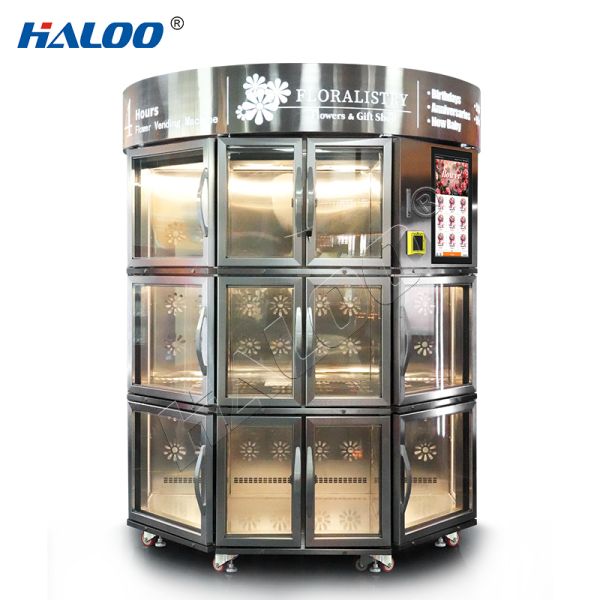 Haloo flower vending machine with SDK function, stainless steel body with cooling and humidification system