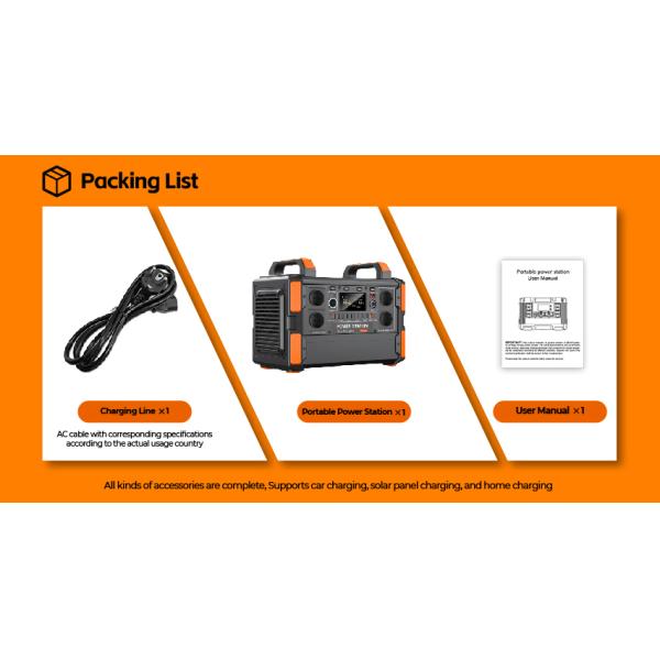 Multi-Function Solar Energy Storage 1200W Portable Power Station 110V 220V Lithium Battery Emergency Power Supply