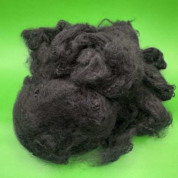 6D 90mm Virgin Polypropylene (PP) Staple Fiber Solid Black for Yarn Spinning & Textile Raw Material, Custom Length