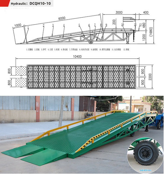 Hydraulic Ramp Heavy Duty Truck Loading Ramp Container Loading Dock Ramp Slope for 10 Ton