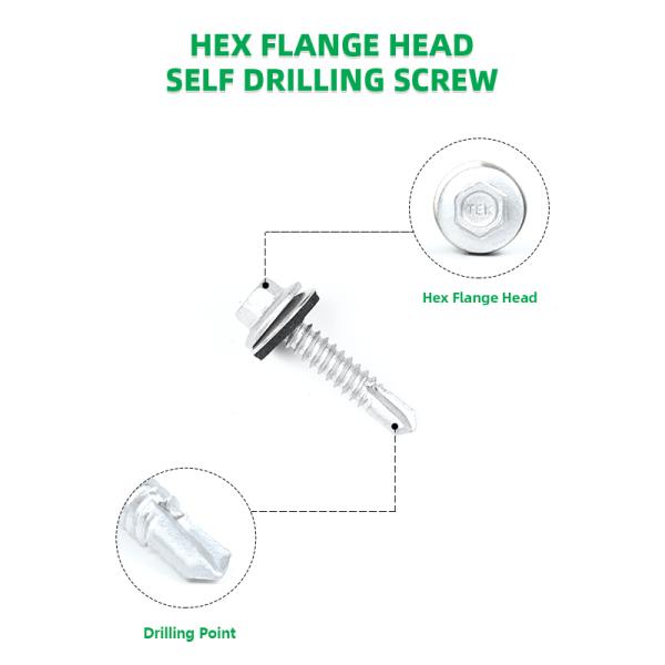 100% QC Tested Phillips Cross Recess Hex Flange Head Self Drilling Tapping Screw