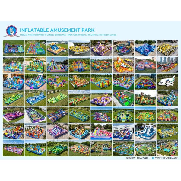 Land Inflatable Water Park Custom Giant Inflatable Playground With Colorful Slide Pool Interactive Features Kids Activity Layout Event Rental Project