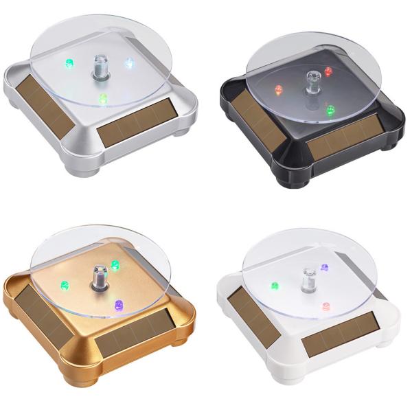 Led Light Solar Rotating Display Stand With Solar Battery Powered 2-4RPM Speed