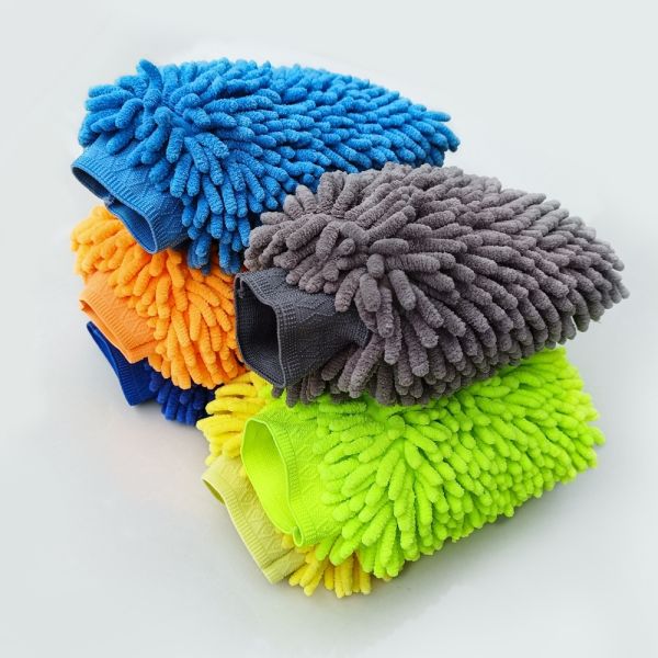 Double Sided Chenille Car Detailing Mitt With Waterproof Lining Auto Detailing Gloves