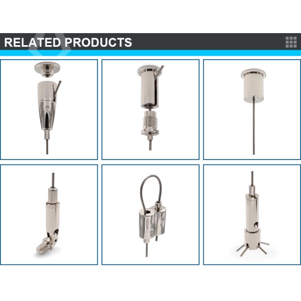 Stainless Steel Cable Gripper Light Suspension Kit Picture Hanging System Cable Clips