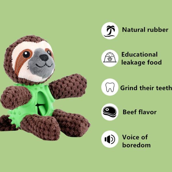 Interactive Sloth Cloth Plush Dog Toy Puzzle Missing Food Teeth Cleaning