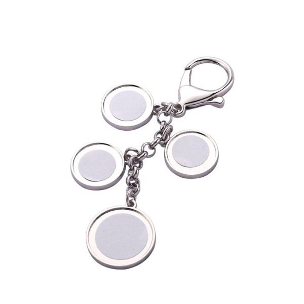 Zinc Alloy Sublimation Blank Metal Key Chain Custom Logo Sublimation Keychains With 4 Round Photo Charms