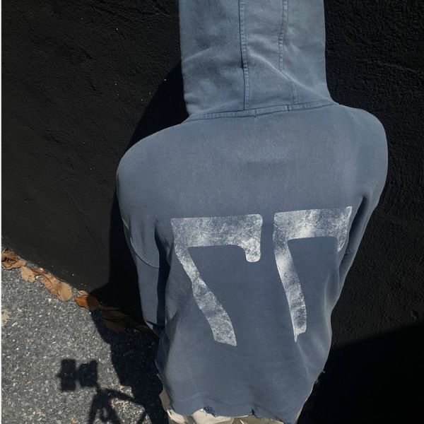 Washed Make Old Worn-out Letter Printed Heavyweight Looped 100% Cotton Breathable Windproof Oversized Fit Hoodie Pocket Winter
