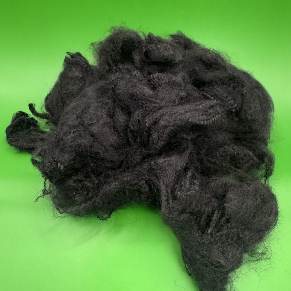 6D 90mm Virgin Polypropylene (PP) Staple Fiber Solid Black for Pet Bed & Toy Stuffing, Custom Cut Length