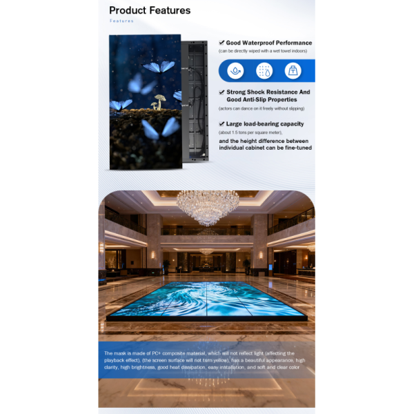 Hot Selling Customized P2.9 Advertising Dance Floor Standing LED Screen Display Floor LED Screen