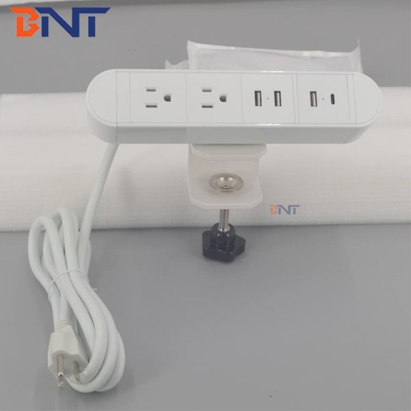 BNT outstnading Simplicity on table socket with USB-C clamped on edage of the table desktop socket for conference room