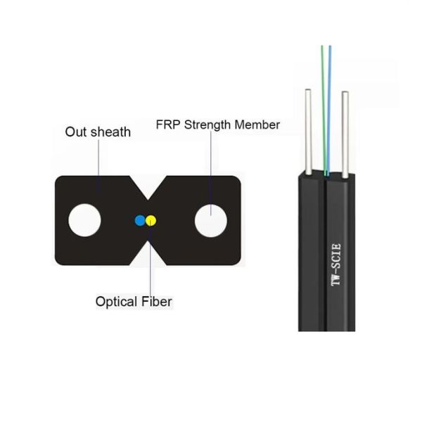 Butterfly Shaped FTTH Fiber Optic Cable 2 Core 4 Core Optical Fiber Cable Single Mode