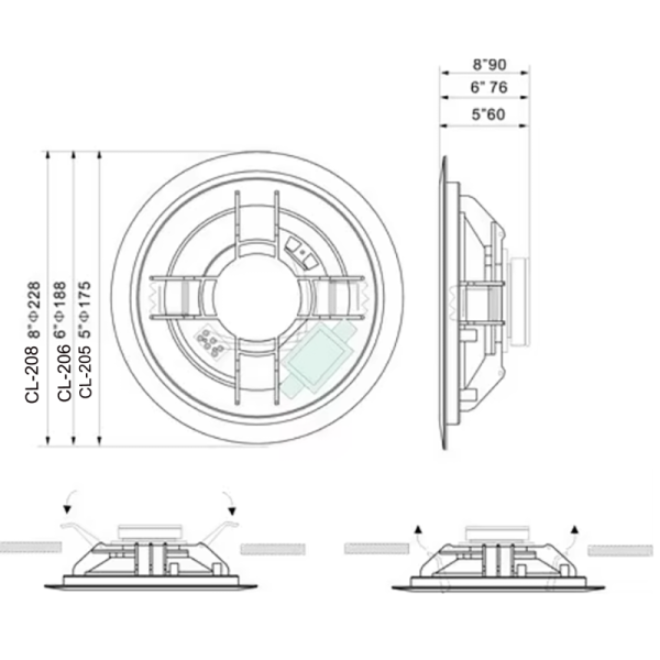6W 100V 5-inch Full Range Speaker ABS Ceiling Speaker Plastic PA System With Spring Clamp OEM ODM
