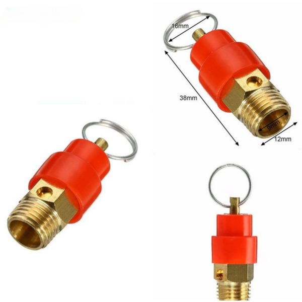Brass Safety Pressure Relief Valve with Pull Ring, Thread Air Compressor Safety Valve for Air Tank Water Gas Pressure Protection