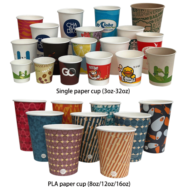 Disposable single wall Paper Cups with Dome Lids for ice Beverages