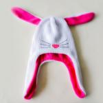 2017 new design fashion winter knitted hat funny animal white rabbit peruvian