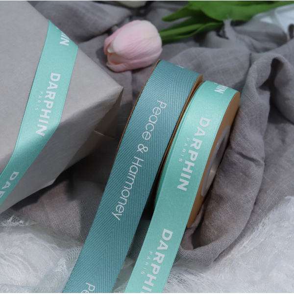 Flower Shop Gift Packing Wrapping Twill Ribbon Printing With Logo
