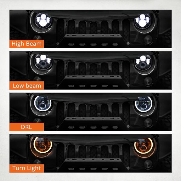 12V DRL Jeep Wrangler Offroad 80W Halo Fog Lights