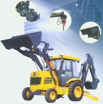 High Driving Speed Compact Wheel Loader XT870 Backhoe Loader, Loader Bucket 1m3 , Dig Bucket 0.3m3