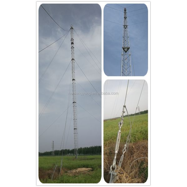 Hot dip galvanized triangular communication steel guyed mast antenna tower