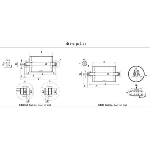 Heavy Duty Belt Conveyor Motorized Driving Pulley Drum With Rubber Lagging DIN, AFNOR, FEM, BS, JIS, SANS, CEMA