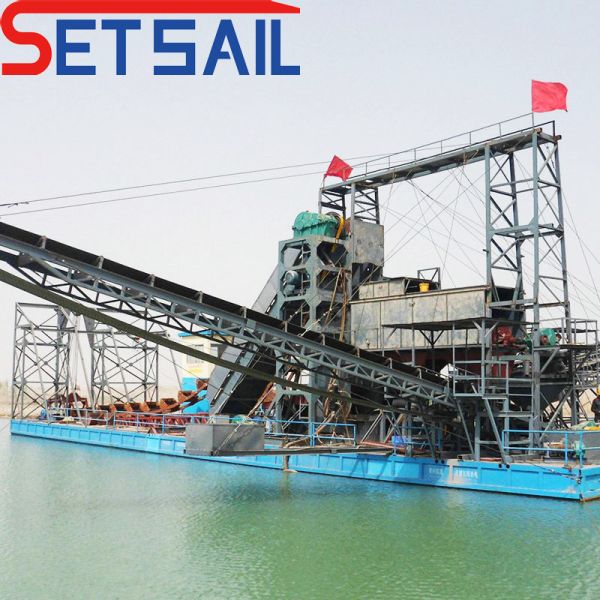 Dredging Power 37kw-150kw Chain Bucket Gold Dredger for Mining River Diamond Machinery