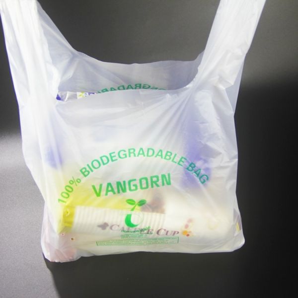 100% Biodegradable Compostable Grocery Shopping bag T-Shirt Bag for Take Out, compostable doggie poop bags