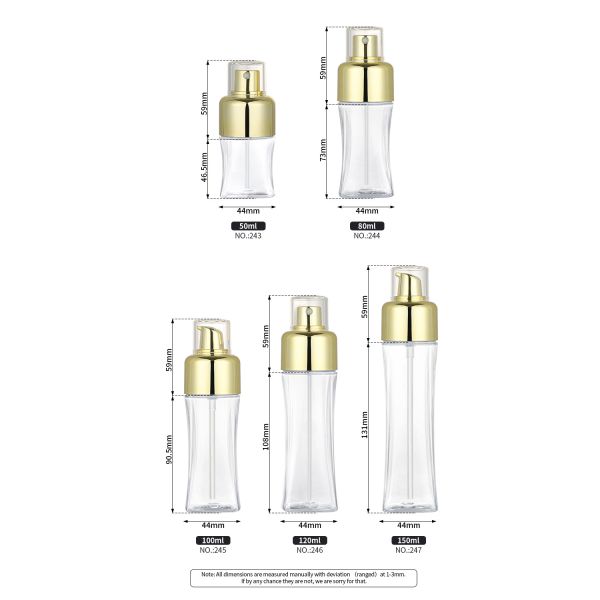 Fine Mist Spray Skincare Packaging Plastic Lotion Round 50ml Empty Pump Bottles