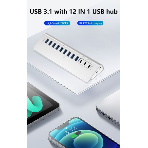 Laptop USB C Port Hub USB High Speed 3.1 Hub USB C Charging Hub