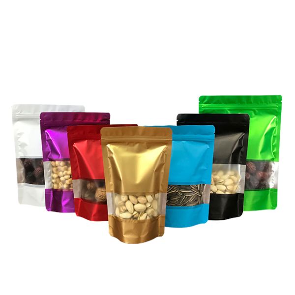 Zip Lock Plastic Zipper Packaging Aluminum Foil Stand Up Pouch Bag With Window Food Packaging