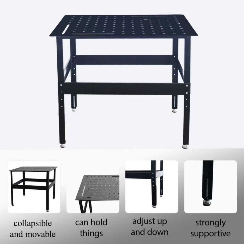 Adjustable Height Welding Workbench Collapsible Ventilated Hole Heavy Duty Load Bearing Screw Leveling Feet