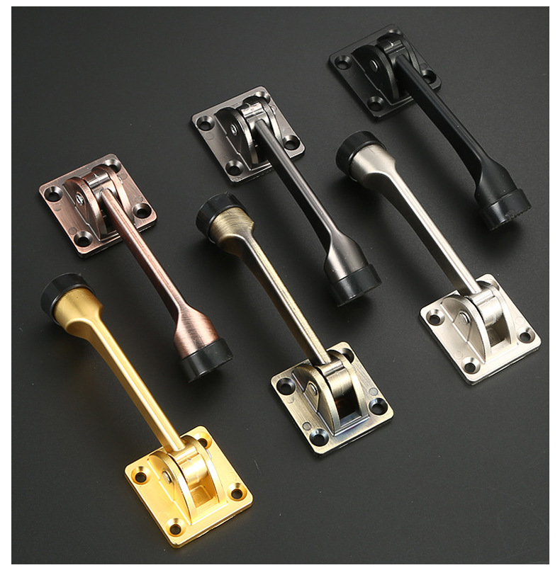 Modern No-Drill Movable Square Door Stopper Easy Installation Anti-Collision Device Stainless Steel Zinc Alloy for Bedroom
