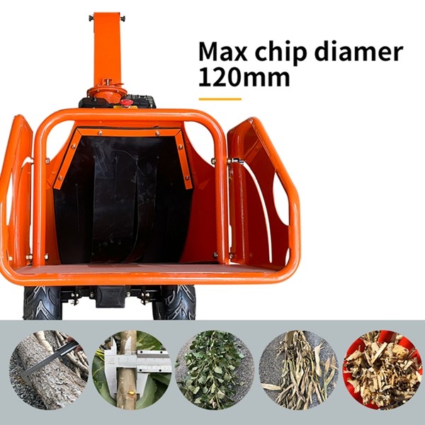 15hp Petrol Wood Chipper Machine 5 inch Tree Branch Shredder Machine