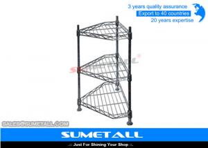 3 Levels Corner Shaped Pantry Wire Shelving / Wire Metal Shelving For Household