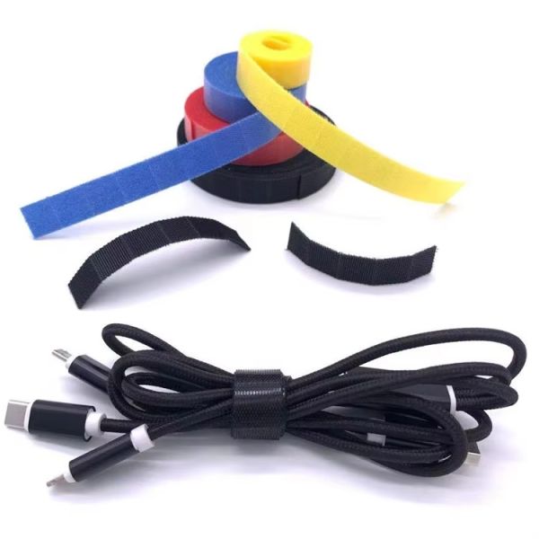 Self Adhesive Hook And Loop Strap Customized Back To Back Cable Tie Colorful