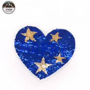 Wholesale Bling Sequin Heart Patch With Star , Sequin Heart Applique 21.5*18.5CM Size from china suppliers