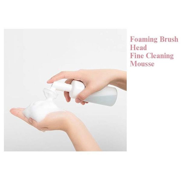 White Empty Foaming Face Wash Bottle With Brush Silicone Cleansing Massage Facial Pump Bottle