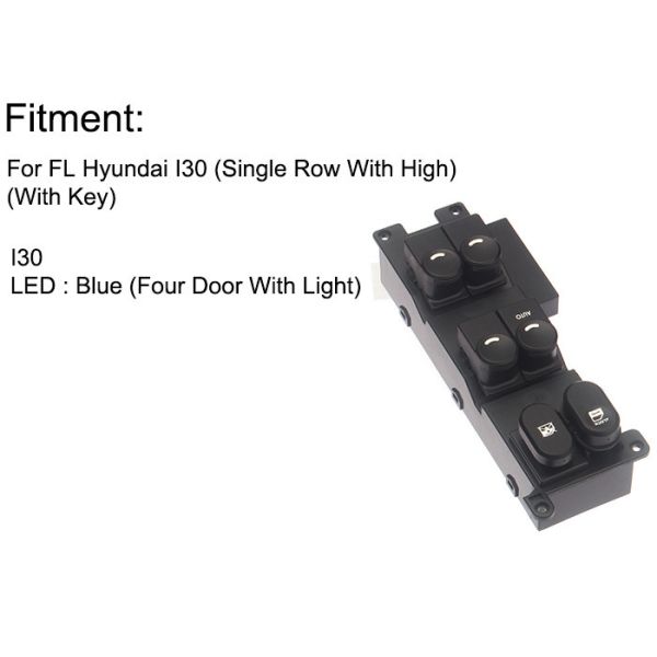 LED Car Window Switch Replacement Front Left With Key Hyundai I30 93570-2L000