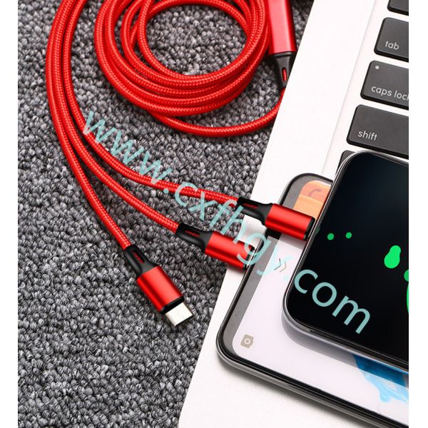 Cxfhgy Data Line 3 in 1 cable For Android iphone Type-c Mobile Phone Multi-function Usb One Dragging Three Data Charge C