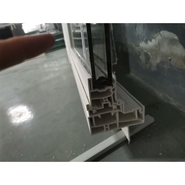 Windproof White UPVC Single Hung Window With Grill And Mesh