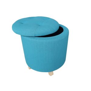 Wholesale Timber Legs Fabric Footstool With Storage Turquoise Foot Stool Ottoman With Storage from china suppliers