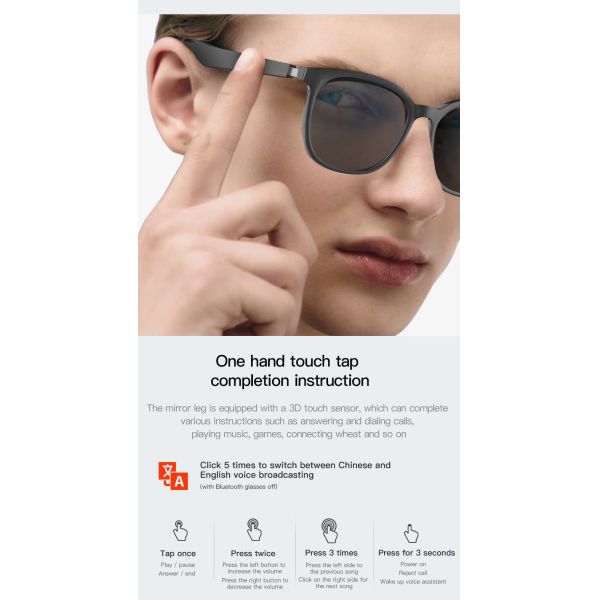 Bluetooth Glasses Frames Smart Sunglasses Wireless BT Stereo Music Fashion Eyeswear