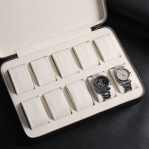 Custom Zip Men Watch Storage Saffiano Pattern Travel Watches Case Luxury Watch Box